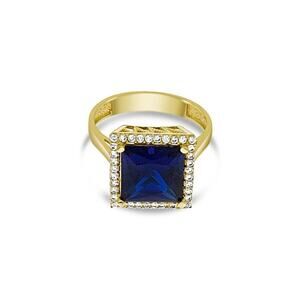 14k Yellow Gold Simulated Sapphire Womens Birthstone Ring Blue September